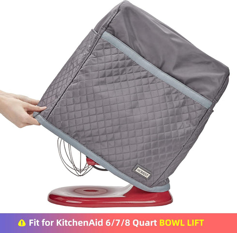 HOMEST Stand Mixer Quilted Dust Cover with Pockets Compatible with KitchenAid 6/7/8 Quart Bowl Lift, Grey (Patent Design)...
