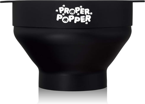 The Original Proper Popper Microwave Popcorn Popper, Silicone Popcorn Maker, Collapsible Bowl BPA Free & Dishwasher Safe - (Black)...
