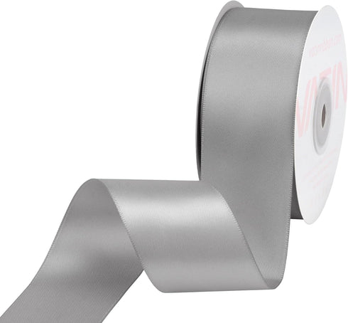 VATIN Double Face Deep Silver Satin Ribbon 1-1/2" Continuous 25 Yards,Silver Polyester Fabric Ribbon use for Bows Bouquet, Gift Wrapping, Floral A...