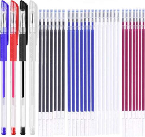 Heat Erasable Fabric Marking Pens with 28 Refills for Tailors Sewing, and Quilting Dressmaking, 4 Colors Heat Erase Pens for Fabrics....