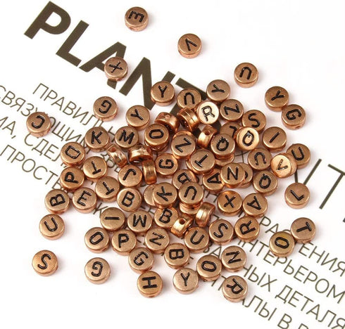 Amaney 600Pcs 7x4mm Rose Gold Round Acrylic Letter Beads Alphabet Letter Beads for Jewelry Making Bracelets Necklaces Key Chains...