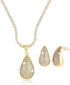 HZMAN Teardrop Earrings Necklace Jewelry Set for Women Bride Dainty 18K Gold White Plated Cubic Zirconia Stud Tearsdrop Earring Wedding Party Jewe...