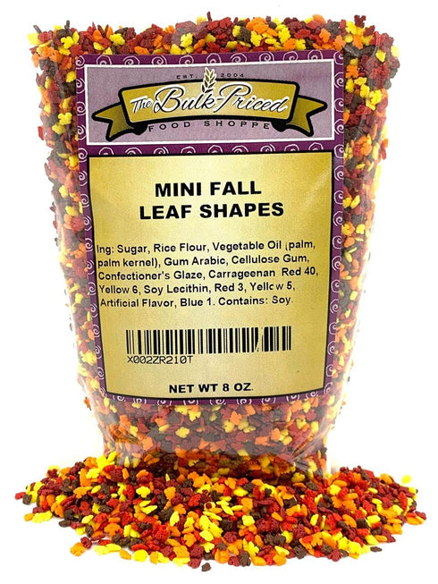 Mini Fall Leaf Shaped Sprinkles, Mixed Fall Colors, Bulk Size (8 OZ. Resealable Zip Lock Stand Up Bag)...