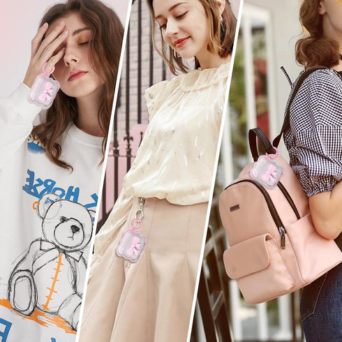 Airpods Pro 2nd Generation Case with Cute 3D Colour Bow Design Soft Clear TPU Cover with Cute Keychain, Airpods Pro Case Cleaning Pen Kit for Woma...