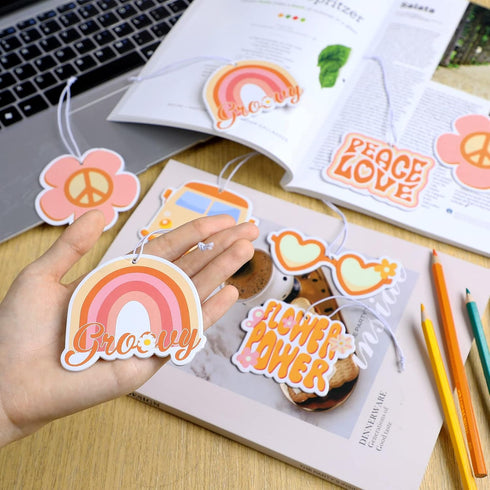 12 Pcs Car Air Fresheners Cute Car Interior Accessories Boho Scented Hanging Air Fresheners Kawaii Essential Oil Automotive Fresheners for Women M...