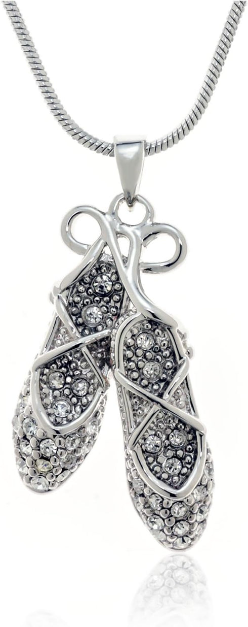 PammyJ Ballet Dancer Necklace - Crystal Ballerina Slippers Necklace, 18"...