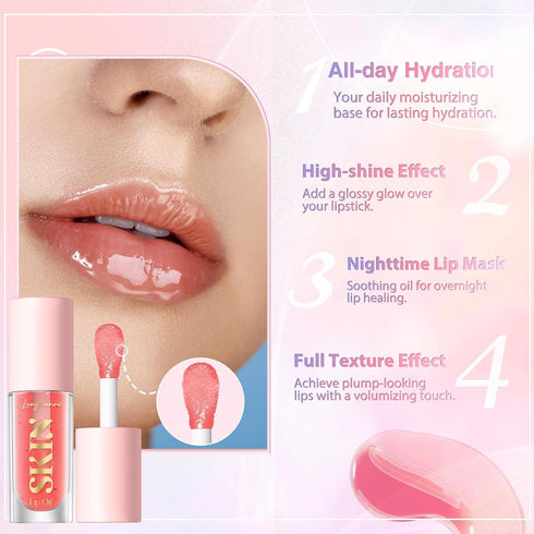 LANGMANNI Moisturizing Lip Oil,No-Sticky Lip Gloss Lip Balm Lip Care,Fruit Flavoured Lip Oil For Dry Lip's Moisturizing Hydrating And Nourishing (...