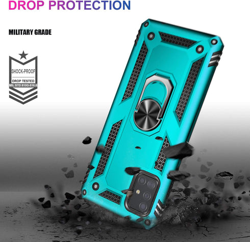 LUMARKE for Galaxy A51 4G Case with Screen Protector,Pass 16ft. Drop Tested Military Grade Protective Phone Cover with Magnetic Ring Kickstand Com...