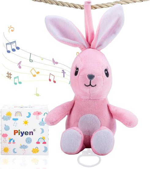 On-The-Go Pull Down Hanging Music Soothing Musical Pulldown Toys 3-in-1 Infant Play Mat for Tummy Time?Accompanying Sleep, Lullaby, Pink Rabbit?Mu...