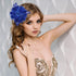 Blue Ladies Feather Flower Hair Clip Elegant Hat Flower Mesh Ribbons Brooch Pin Hair Accessory Fascinator Headwear Floral Corsage for Women and Gi...