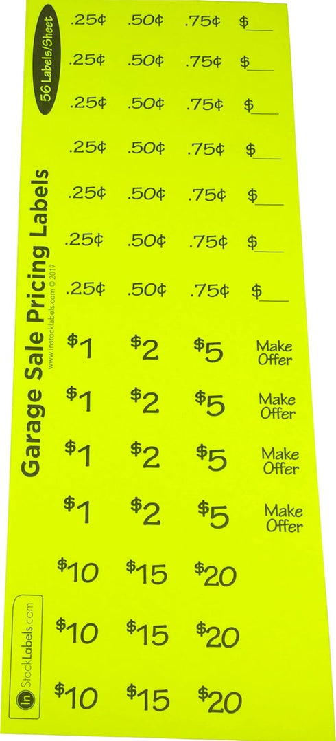 Garage Sale Stickers Round Fluorescent Price Stickers for Yard Sales Flea Market Supplies Moving Sale Labels 3/4 Inch 6 Sheets Per Pack 336 Sticke...