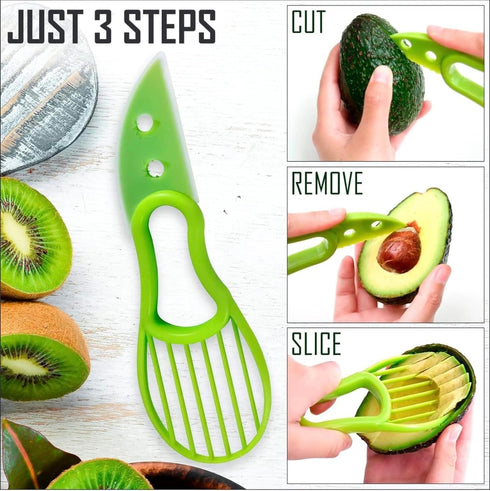 Avocado Peeler 3 in 1 Tool - Hassle-free Avocado Slicer, Pitter & Scooper - Kitchen Gadget for Hass Avocados - Easy to Use, Plastic Avocado Knife,...