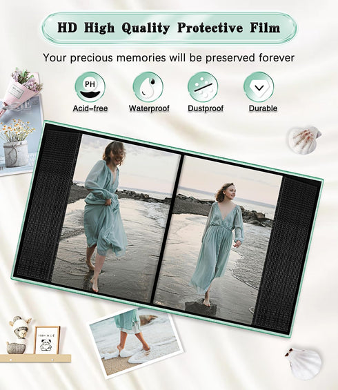 Photo Album 4x6 Photos,Linen Cover Slide-in Photo Book Holds 100 Photos with 50 Black Pages for Family,Wedding,Anniversary,Baby and Holiday Pictur...