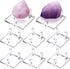 Weysat 8 Pcs Rock Display Stand 3 Pegs Acrylic Rock and Mineral Display Stand Clear Geode Display Stand Mineral Holder Square Display Easel Stands...