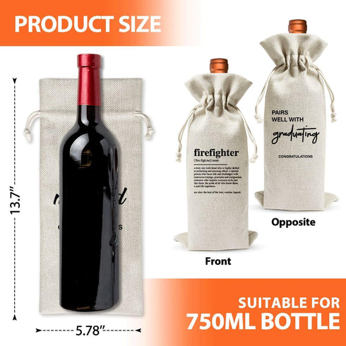 Firefighter Wine Bag, Graduation Gift For Firefighters Friends Classmates Siblings Neighbors Firefighter Graduation Party Decorations, Drawstring ...