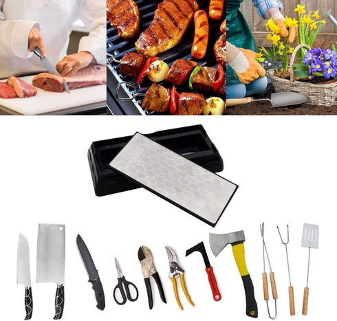 Double-sided Diamond Sharpening Stone,YCAMMIN Knife Sharpener Stone diamond sharpener Honeycomb Surface Plate with Non-slip Base for Scissors Kniv...