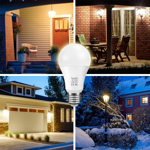 Vgogfly Dusk to Dawn Light Bulb Smart Sensor Lighting Lamp 7W E26/E27 Automatic On/Off, Indoor/Outdoor Yard Porch Patio Garage Garden 2700K(Warm W...