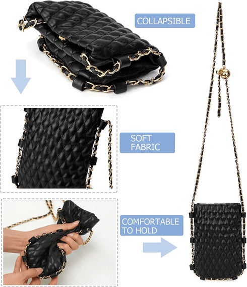 myfriday Mini Quilted Crossbody Purse for Women, Soft Small Summer Shoulder Purse and Handbag with Adjustable Chain Strap...