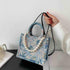 Fashion luxury tote bag cotton linen one shoulder large capacity jacquard embroidery retro Oil Painting handbag...