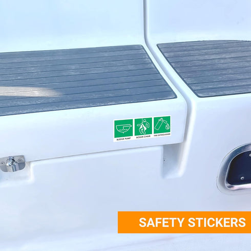 | Safety chart & stickers for boats | Emergency plan, indoor and outdoor labels | For marine/boat safety equipment | Find your gear with adhesive ...