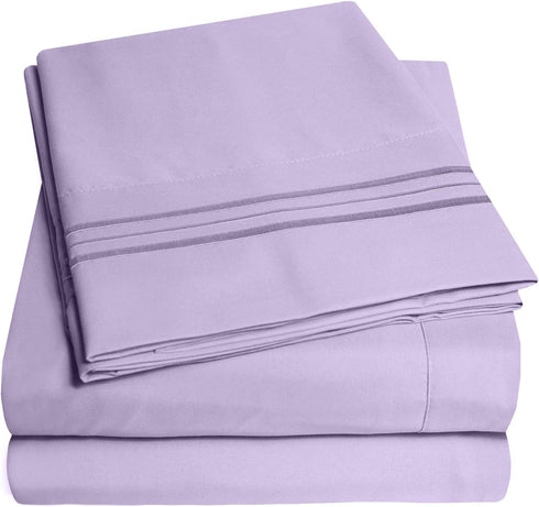 1500 Supreme Collection Twin XL Sheet Sets Lavender - 3 Piece Bed Sheets and Pillowcase Set for Twin XL Mattress - Extra Soft, Elastic Corner Stra...