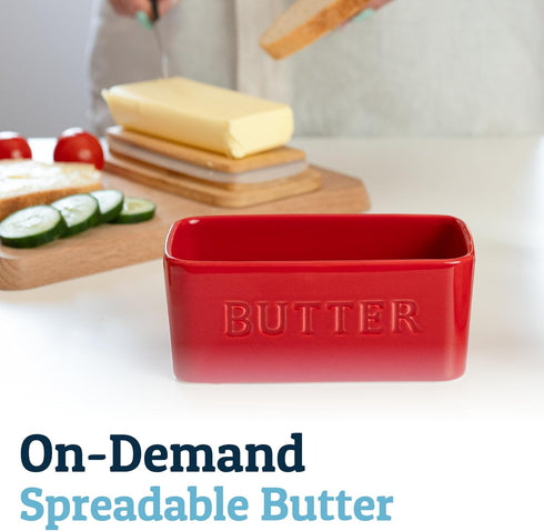 PriorityChef Large Butter Dish with Lid for Countertop, Ceramic Butter Container With Airtight Cover, Butter Keeper for Counter or Fridge, Butter ...