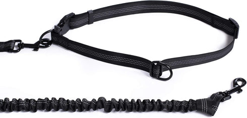 Mile High Life | Retractable Hands Free Dog 7FT Leash | Waist Running Adjustable | Reflective Dual Black Bungees | Dual Handles | Small Medium Lar...