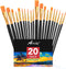 AROIC Acrylic Paint Brush Set, 2 Packs / 20 pcs Nylon Hair Brushes for All Purpose Oil Watercolor Painting Artist Professional Kits (Black)...
