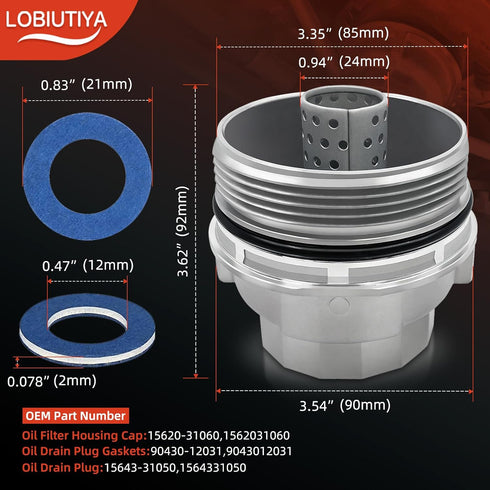 15620-31060 Oil Filter Housing Cap Fit For Toyota 2007+Camry 2010+ 4Runner Avalon Fj Cruiser RAV4 Oil Filter Housing Cap Holder 15620-31060+15643-...