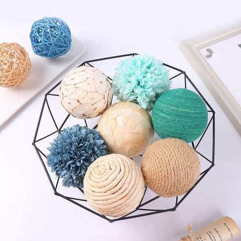 9pcs 3.5Inch Fall Decorative Ball Orb Rattan Ball Rattan Woven Orbs Spherical Bowl and Vase Filler for Home Party Wedding Display Decor Props...