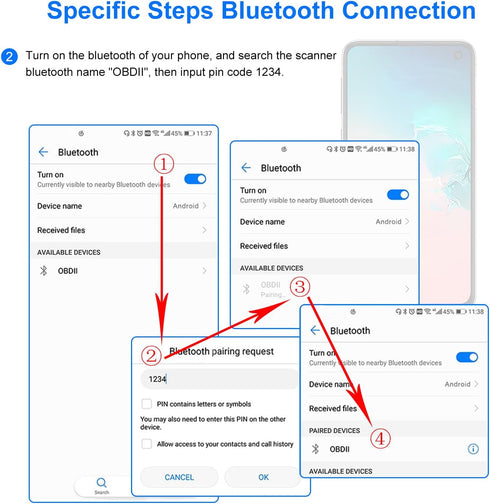 Friencity OBD2 Scanner Bluetooth for Car, Code Reader & Diagnostic Tools for iOS, Android and Windows, Wireless OBD II Scan Tool for Reset & Clear...