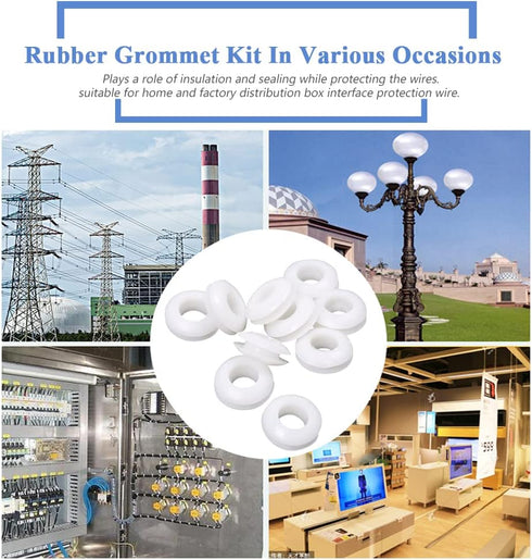 Mesee 100Pcs Double Sided Rubber Grommet Kit, 10mm Inner Dia Oil Resistant Armature Electrical Wire Grommets O Ring Hole Plug Washer White Rubber ...