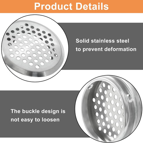 20Pcs Air Vents, 53mm Circular Soffit Vent, Stainless Steel Round Vent Mesh Hole Louver for Kitchen, Bathroom Cabinet and Wardrobe (Silver)...