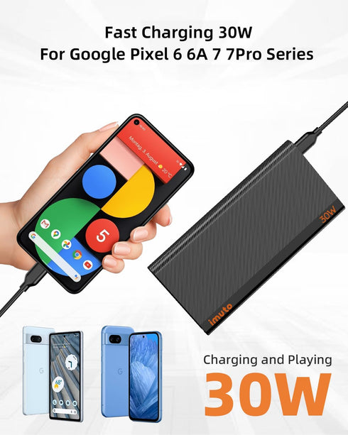 imuto 30W Slim Portable Charger for iPad Pro, Pixel iPad External Battery 30W Power Bank for iPhone 15/iPhone 15 Pro/iPad Pro 12.9/11in/ iPad Mini...