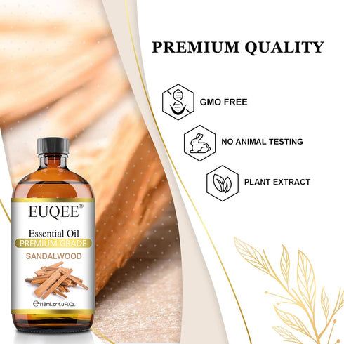 Sandalwood Essential Oil(4 oz/118 ml) Sandalwood Oil Oil with Glass Dropper, Great for Diffusers, Soap & Candle Making...