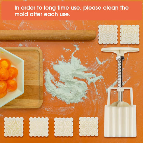 Luxiv Moon Cake Mould 75g, 12 PCS Pattern Hand-Pressure Mooncake Molds for Mid-Autumn DIY Pastry Tool 2 Set with 6pcs Round Flower Mooncake Mode a...