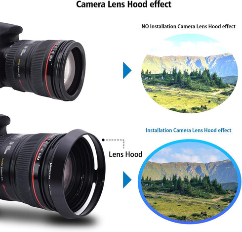 72mm Lens Hood,72mm Metal Camera Lens Hood Compatiable All Brands Ø Lenses with 72mm Filter Thread+72mm lens cap...
