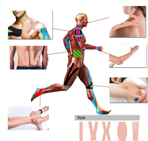 FOU Kinesiology Recovery Therapeutic Tape, Waterproof Muscle Support for Athlete,Sports Injury Tape 1 inch x 16.4 ft / 2.5cm x 5m...