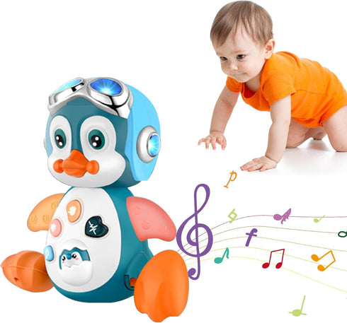 Crawling Penguin Baby Musical Toys, Baby Tummy Time Toys for Infant 0-3 0-6 6-12 12-18 Months Music Learning Crawl Interactive Development Toy wit...