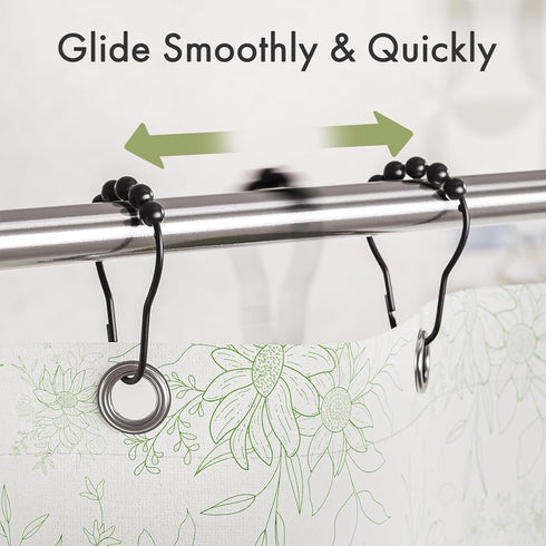 Amazer Matte Black Shower Curtain Rings - Set of 12 - Rust-Resistant Metal Shower Hooks for Bathroom Shower Rod...