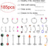 Ubjuliwa 148pcs - 185pcs Body Piercing Jewelry for all piercings, Tongue Nipple Rings Eyebrow Lip Belly Button Barbell Nose Piercing Tragus Navel ...