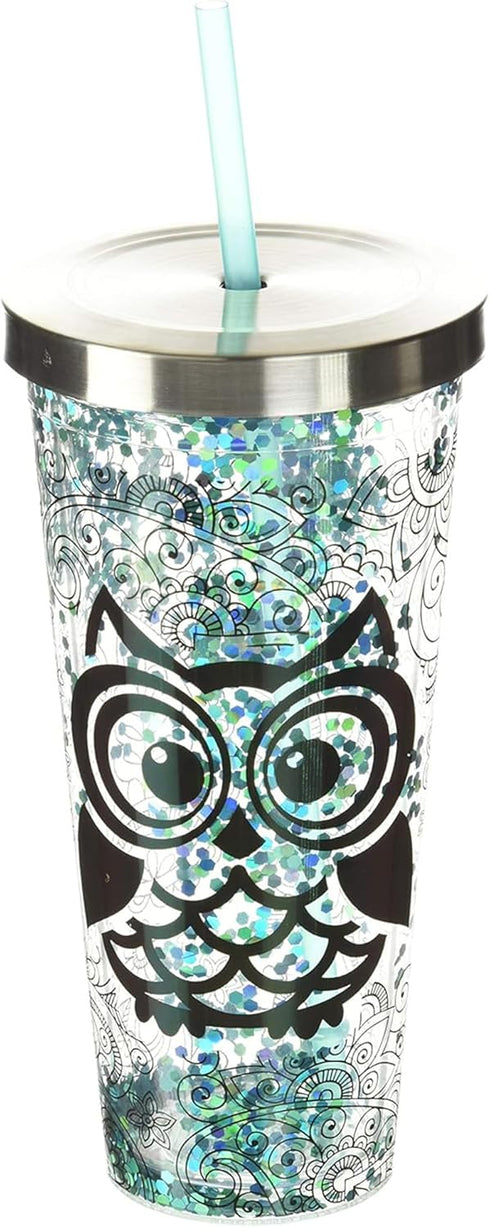 Spoontiques - Glitter Filled Acrylic Tumbler - Glitter Cup with Straw - 20 oz?- Stainless Steel Locking Lid with Straw - Double Wall Insulated - B...
