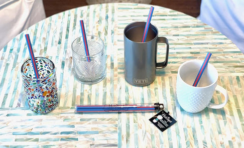 Reusable Drinking Straws with travel case, Made in USA, Cups 8-20 oz - For both Hot and Cold Beverages, Water/Coffee/Tea 2 Small, 2 Medium...