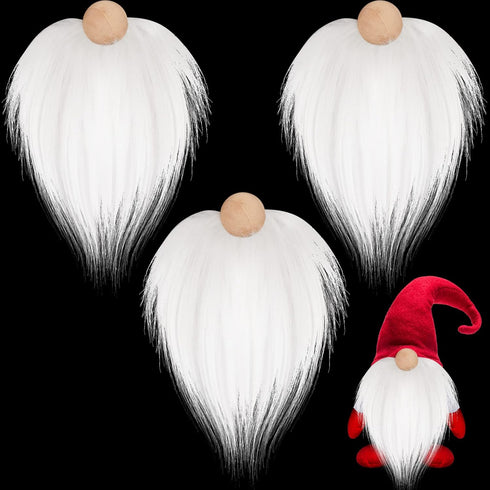 WILLBOND Pre-Cut Gnome Beard Faux Fur Fabric Handmade Small Unfinished Wooden Balls for Gnome Nose and DIY Christmas Party Cosplay (White,3.5 x 3....