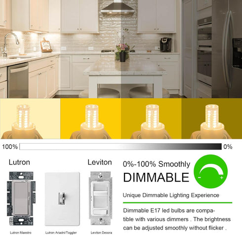 E17 LED Bulb, Dimmable Microwave Light Bulb 40W Incandescent Replacement for Whirlpool Maytag GE Over The Range Hood Microwave, Under Hood, Refrig...
