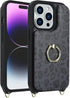 for iPhone 14 Pro Case with Card Holder for Women,iPhone 14 Pro Wallet Case with Strap,Crossbody Lanyard,Ring Stand,Snap Clasp,Cute Phone Cases(6....