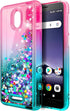 NZND Case for Wiko Ride 2 (U520AS) with Tempered Glass Screen Protector (Full Coverage), Glitter Liquid Floating Waterfall Girls Cute Phone Case C...