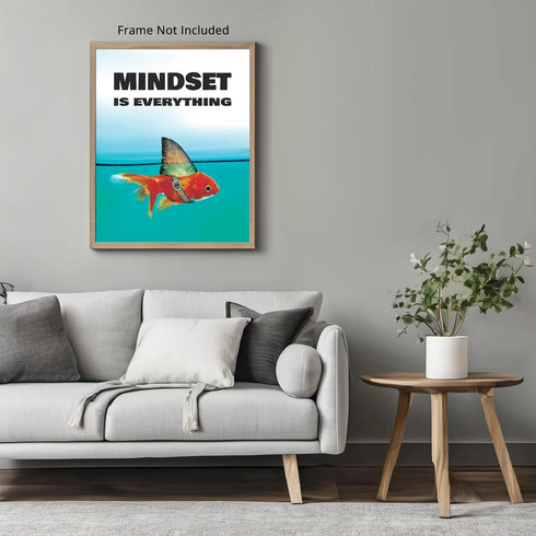 Posterizer 1 pcs-Mindset is Everything-shark goldfish-Motivational & Inspirational Girls room art-Decor for Bedroom, Office- UNFRAMED Wall Art...