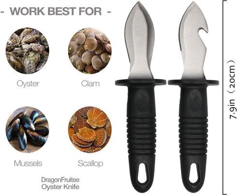 Oyster Shucking Knife, Oyster Knife, Oyster Shucker, Oyster Opener, Oyster Shucking Kit, 2 knifes and 1 Gloves Cut Resistant Gloves...