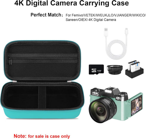 4K Digital Camera Carrying Case for Femivo/VETEK/IWEUKJLO/VJIANGER/WIKICO/Saneen/OIEXI 4K 48MP Vlogging Camera, Travel Compact Camera Storage Cove...